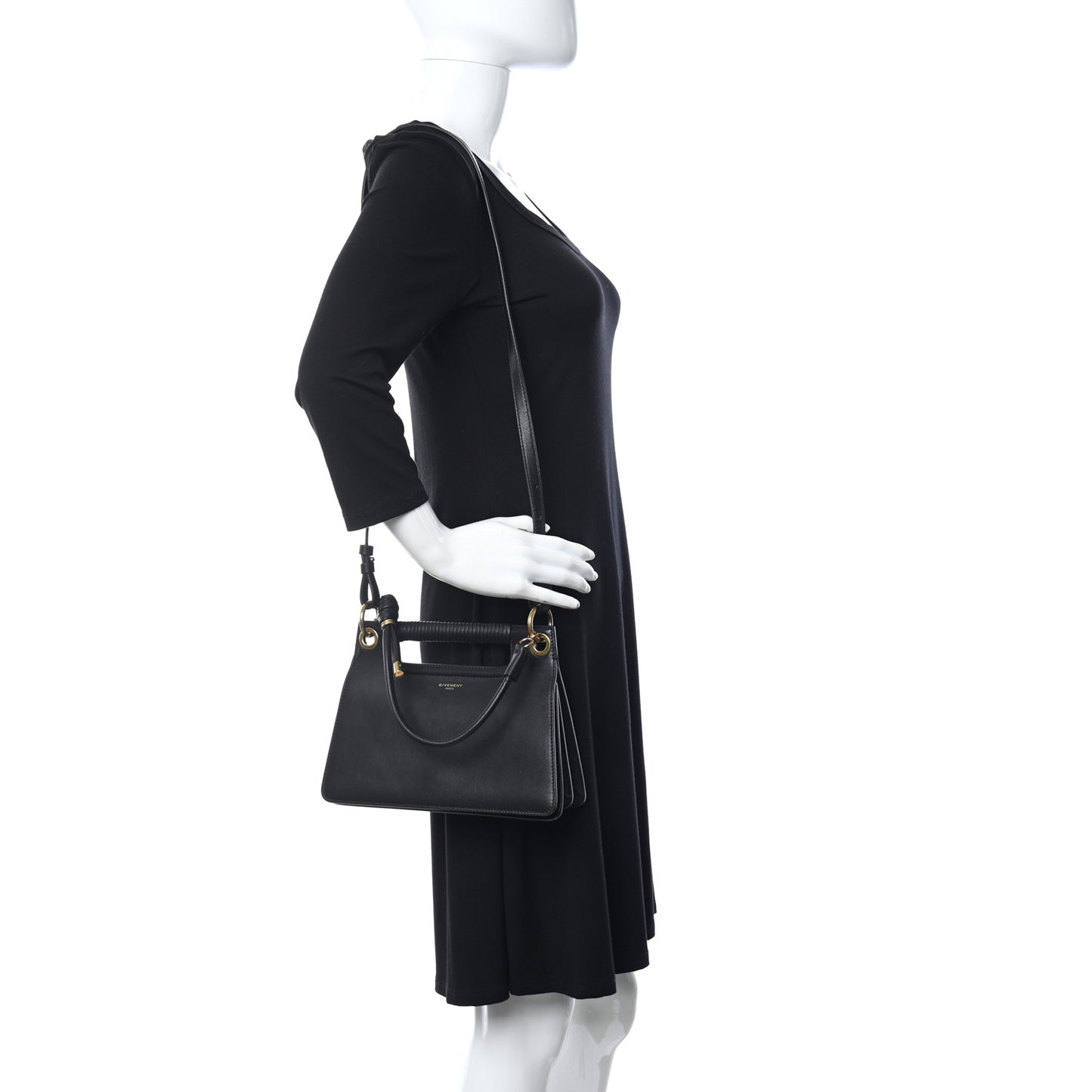 Calfskin Small Whip Top Handle Crossbody Black