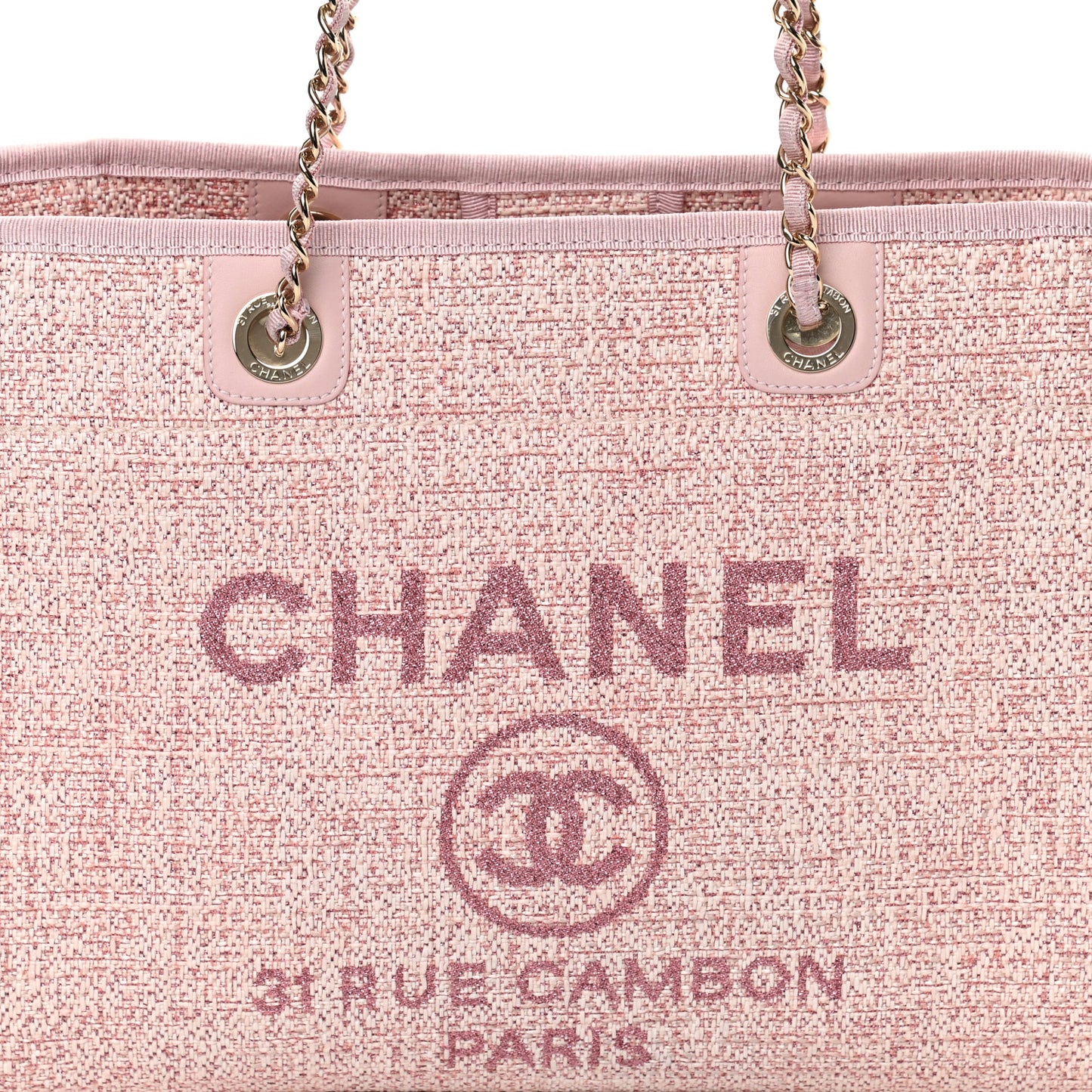 Lurex Boucle Small Deauville Tote Pink