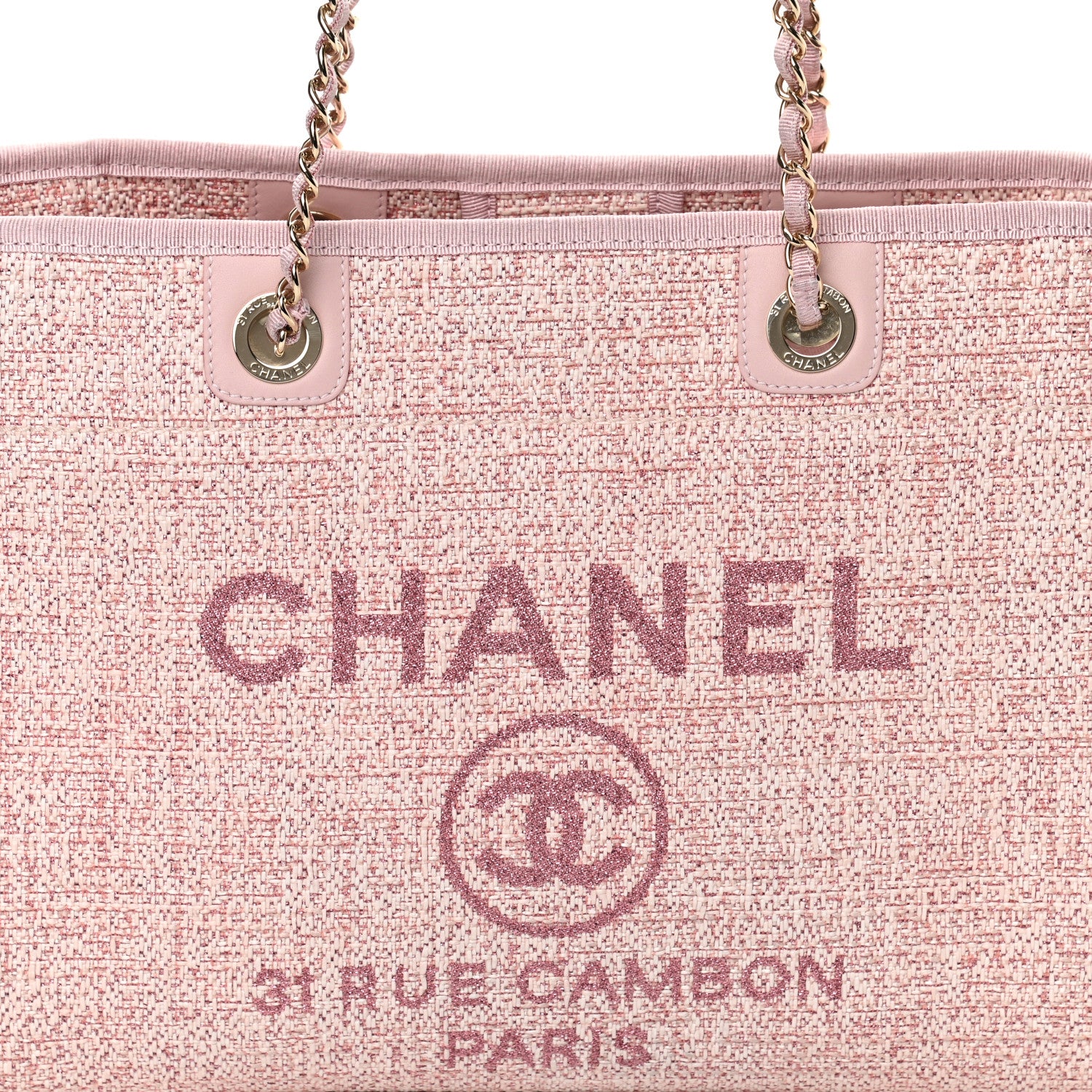 Chanel Lurex Boucle Small Deauville Tote Pink 8 of 11