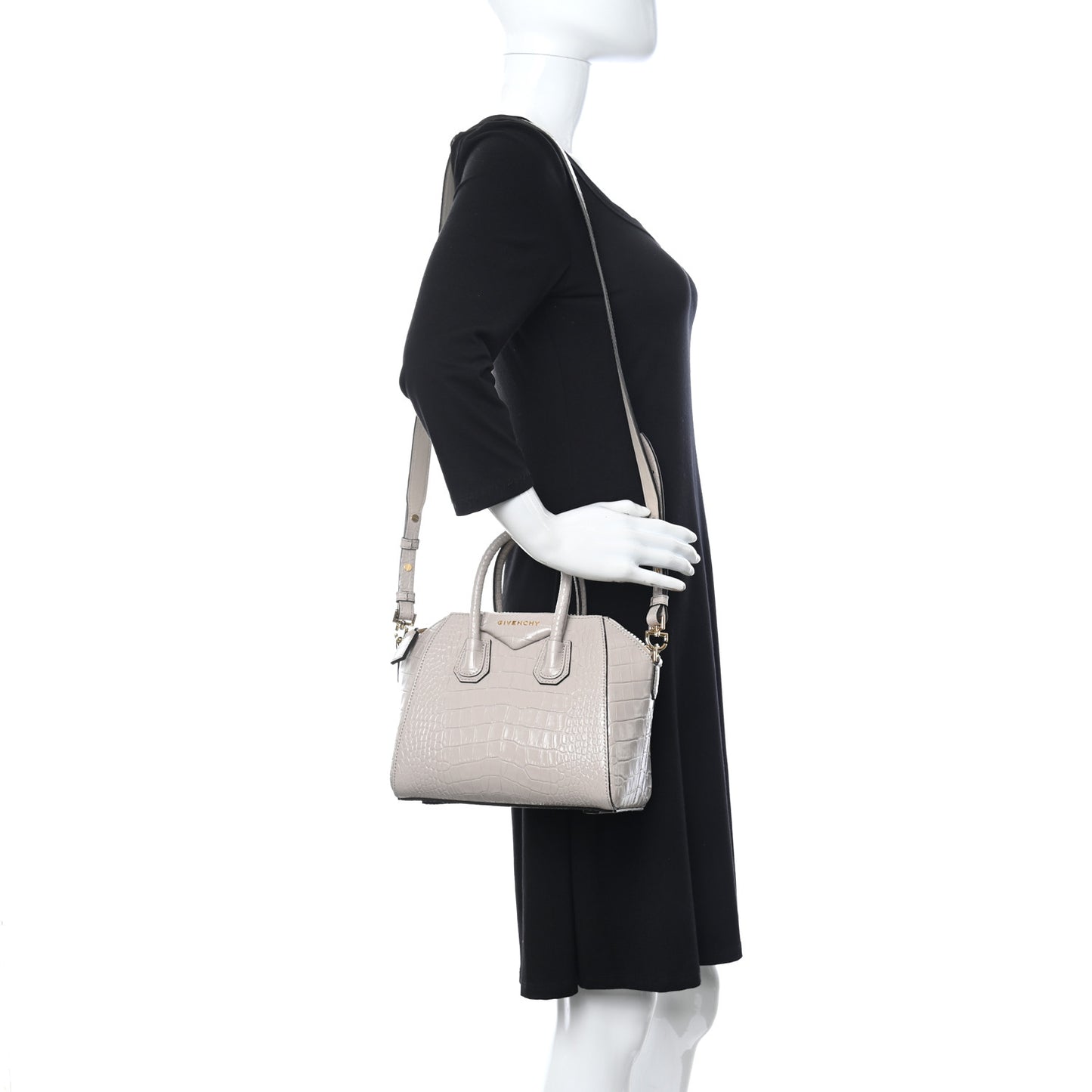 Calfskin Crocodile Embossed Mini Antigona Dune