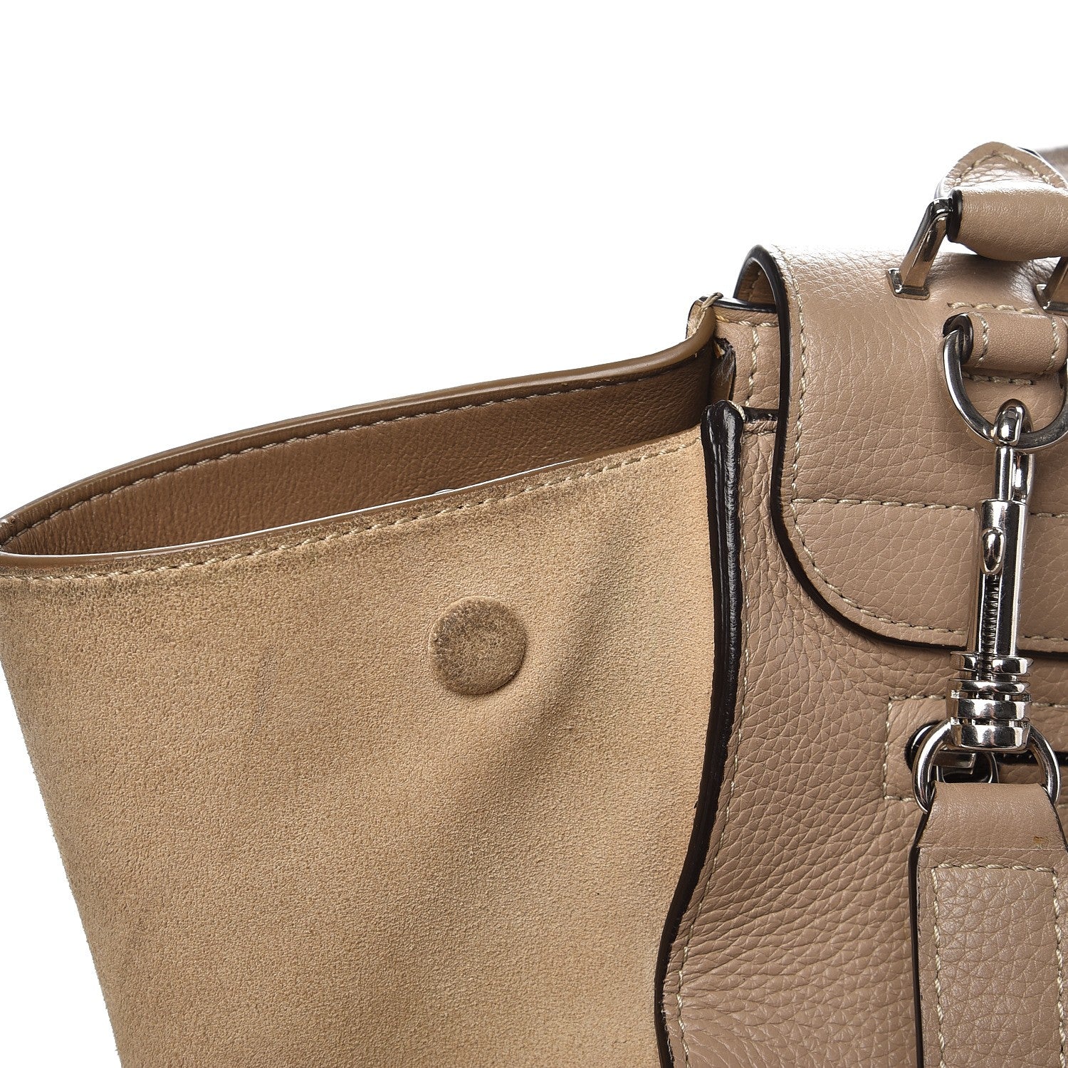 Celine Drummed Calfskin Suede Medium Trapeze Dune 7 of 9