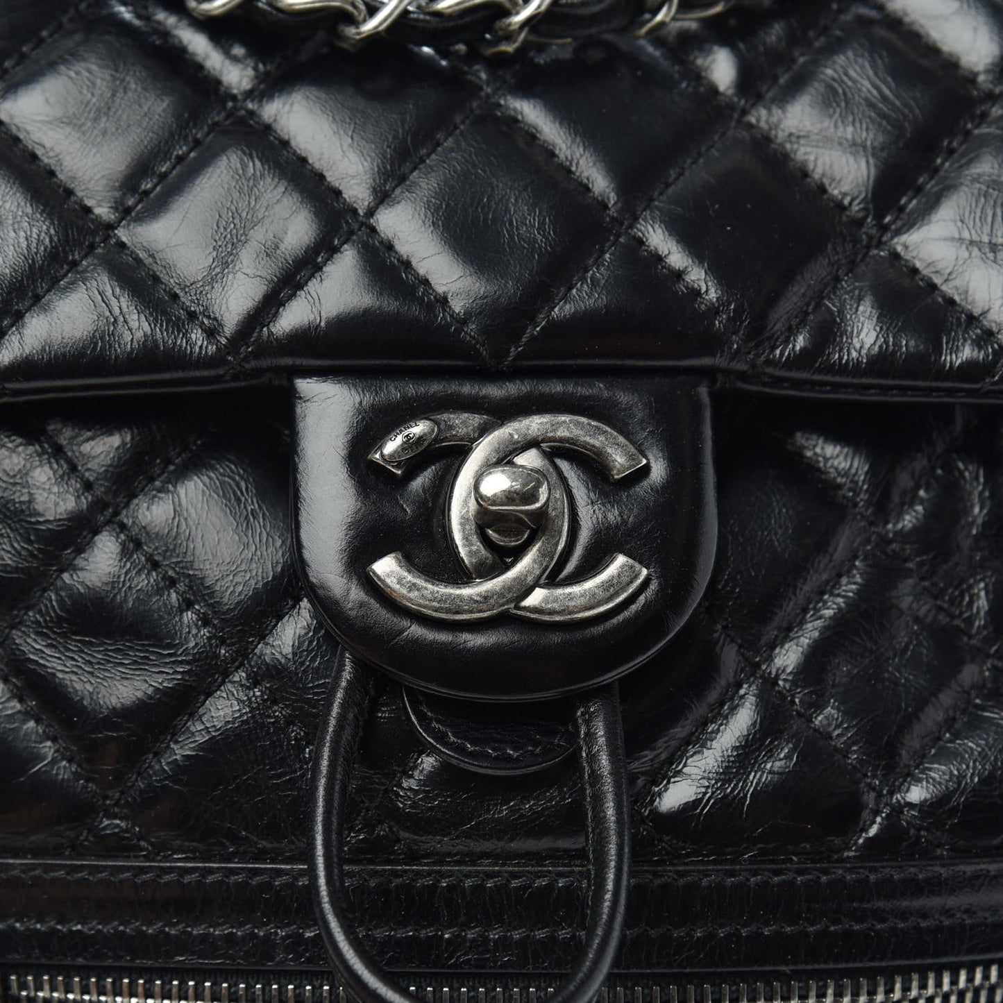 Glazed Calfskin Quilted Small Salzburg Mountain Backpack Black