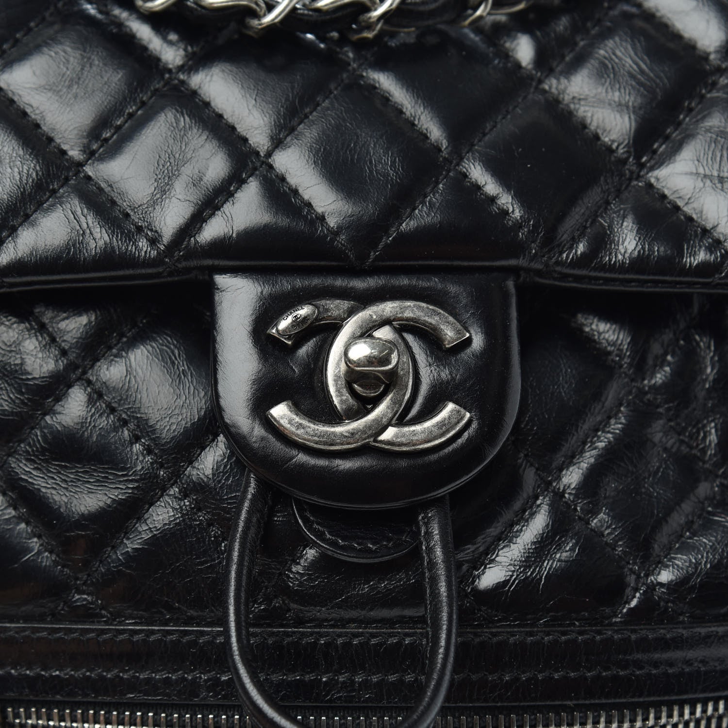 Chanel Glazed Calfskin Quilted Small Salzburg Mountain Backpack Black 9 of 9