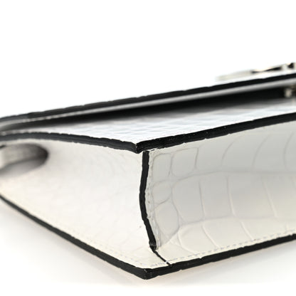Christian Louboutin Calfskin Crocodile Embossed Loubi54 Crossbody Clutch White 7 of 8