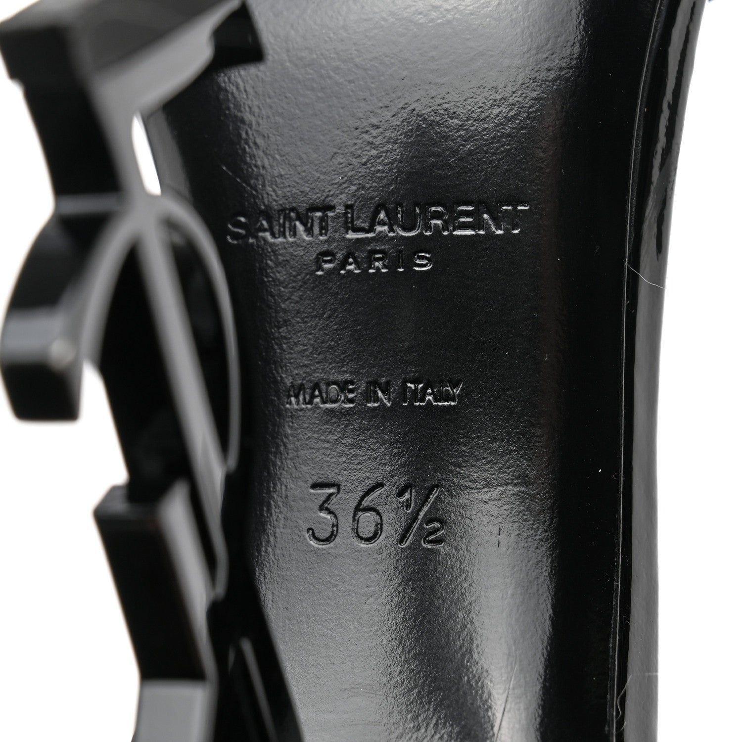Saint Laurent Patent Calfskin Opyum Sandals 36.5 Black 7 of 9