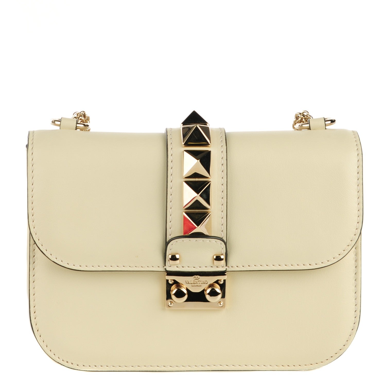Valentino Garavani Vitello Small Glam Lock Rockstud Flap Ivory 1 of 7