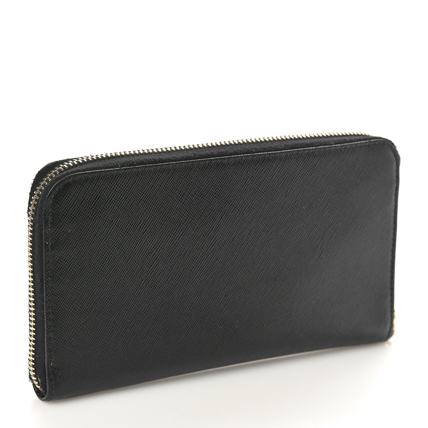 Saffiano Fiocco Bow Zip Around Wallet Black