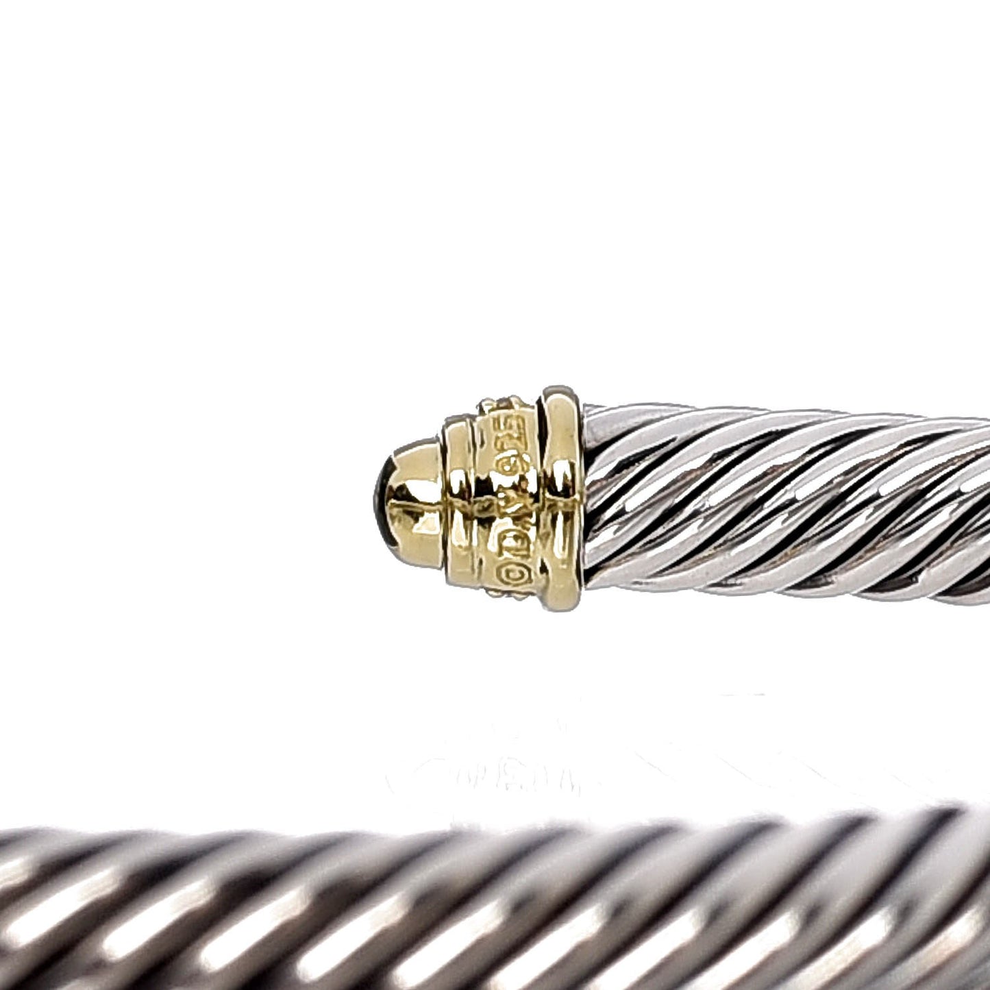 Sterling Silver 18K Yellow Gold Diamond 5mm Cable Classics Bracelet