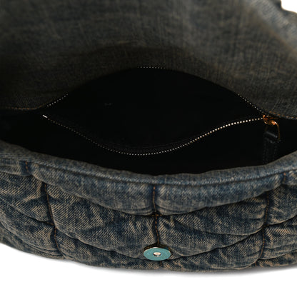 Saint Laurent Denim Quilted Small Loulou Puffer Monogram Chain Satchel Rodeo Blue 13 of 13