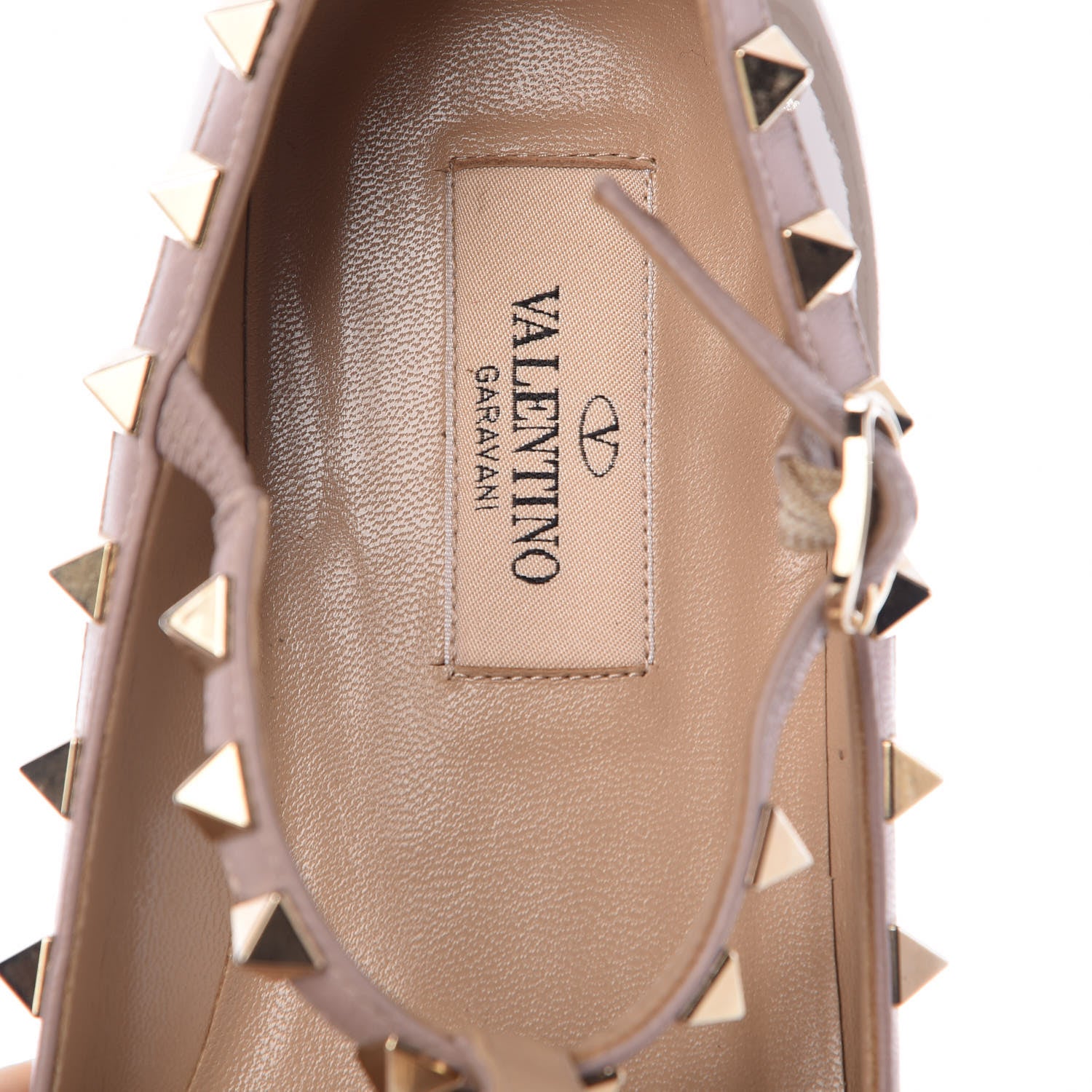 Valentino Garavani Patent Rockstud Cage Ballerina Flats 35 Poudre 9 of 12