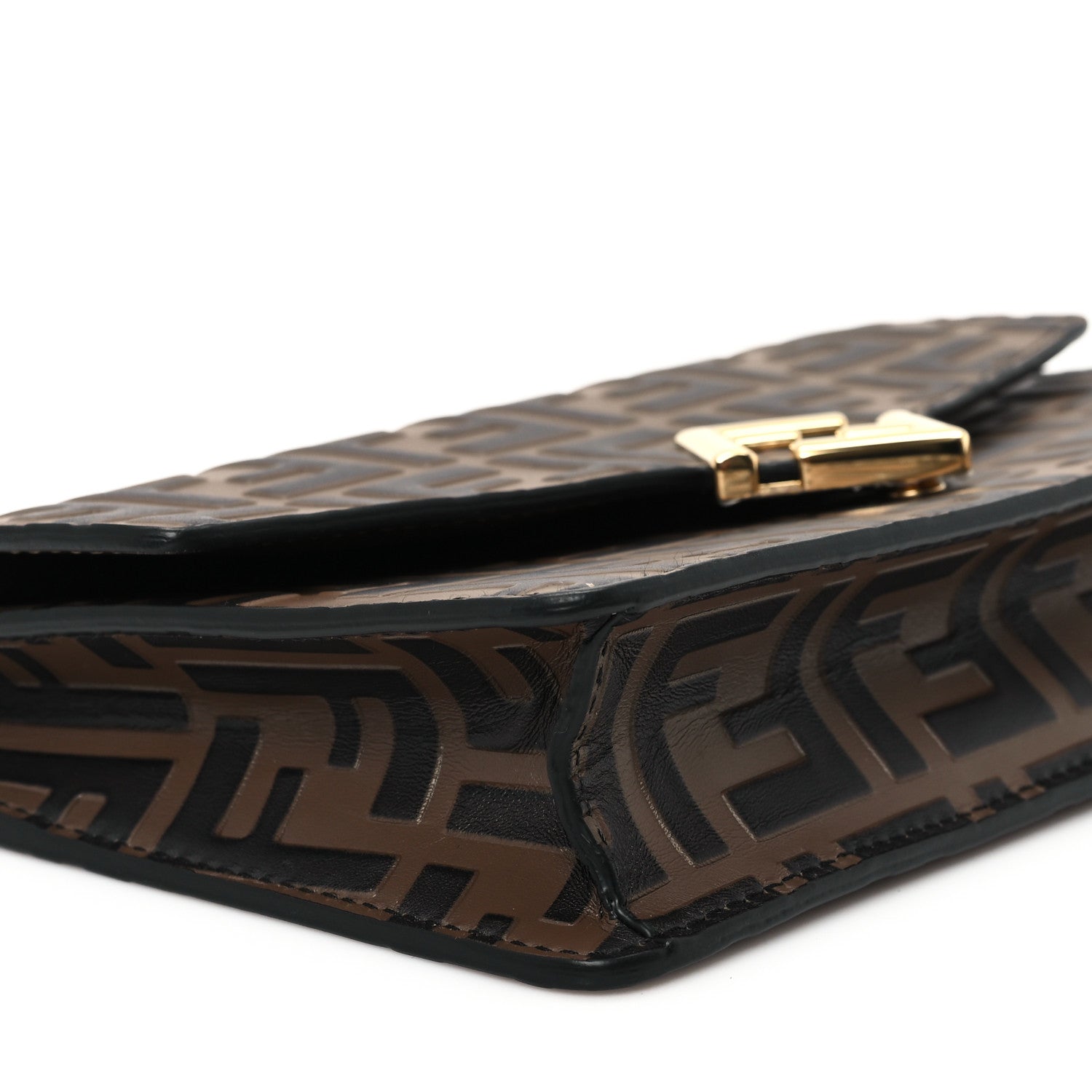 Fendi Vitello Ceylon Bi-Color FF 1974 Embossed FF Diamonds Chain Wallet Maya Black 9 of 10