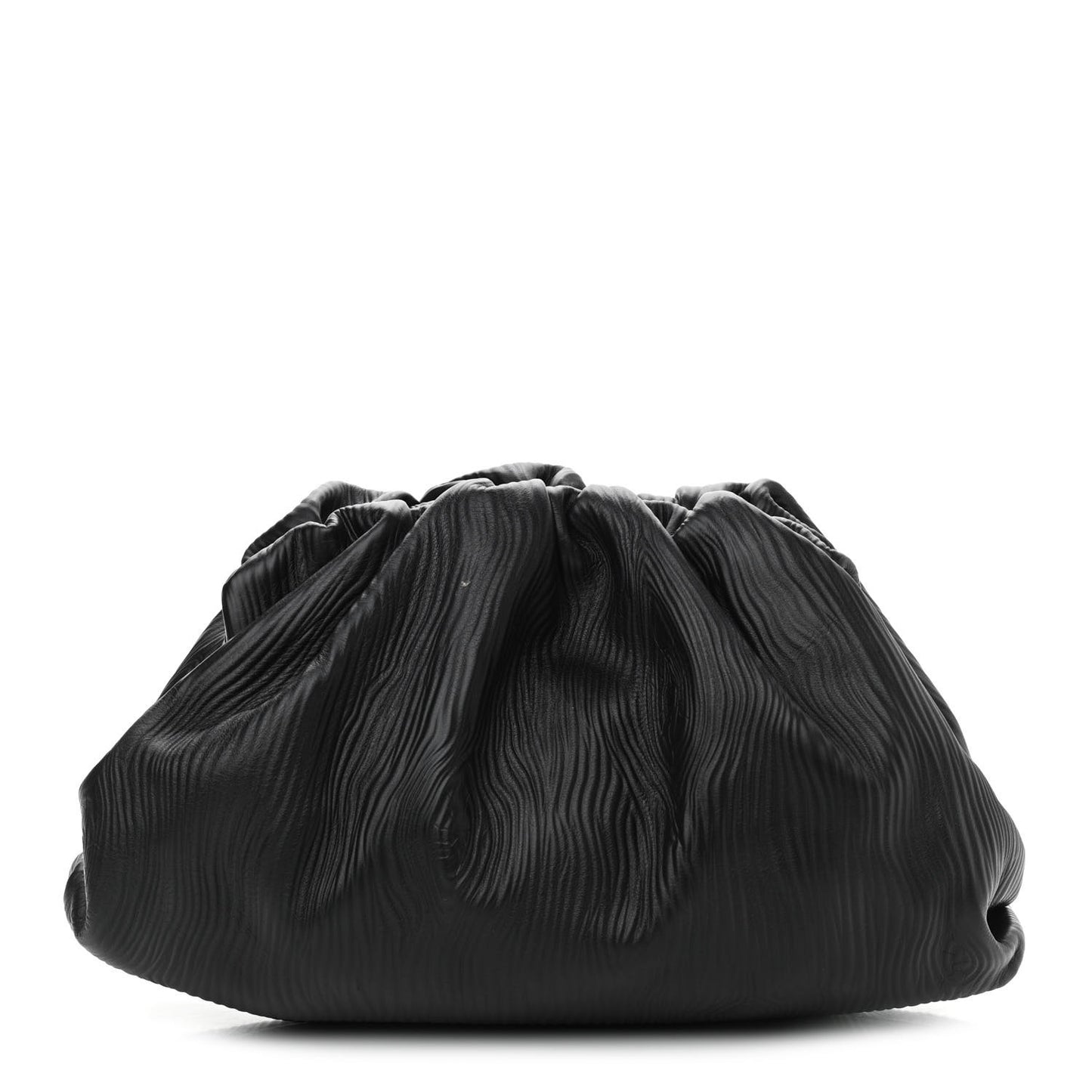 Bark Calfskin Embossed The Pouch Oversized Clutch Black