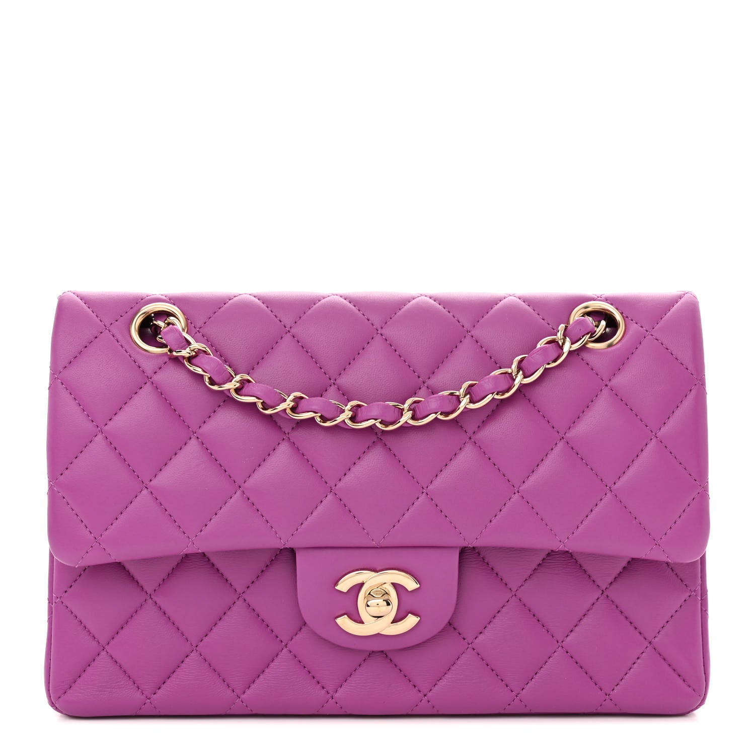 Chanel Lambskin Quilted Small Double Flap Purple 1 of 12