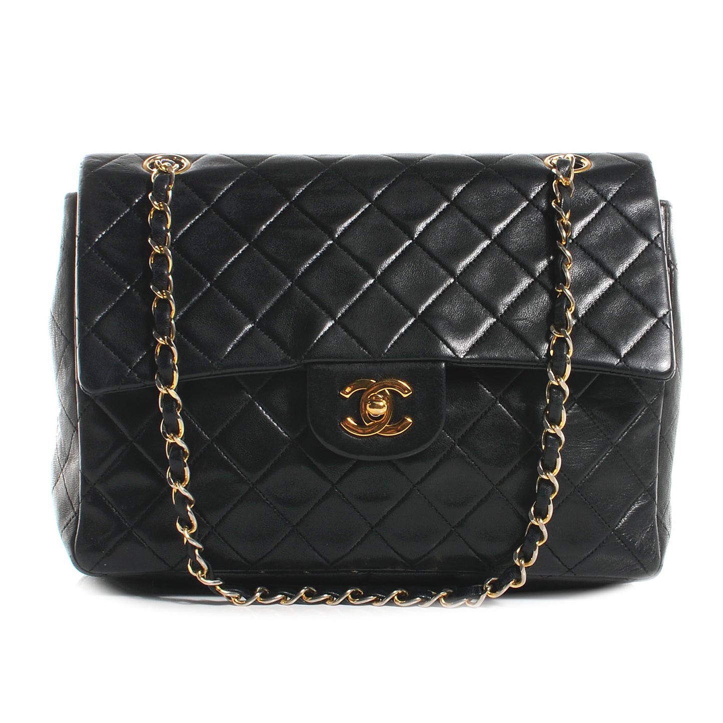 Lambskin Medium Double Flap Black
