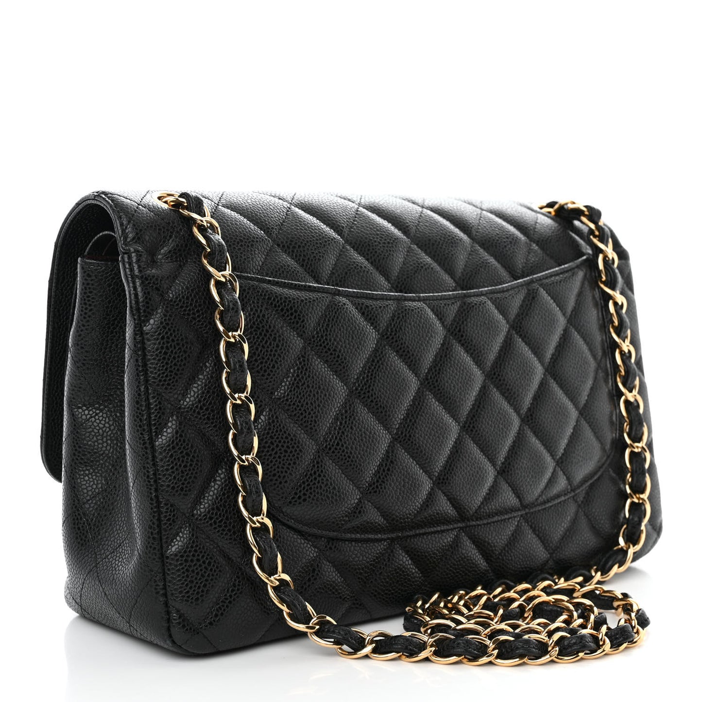 Caviar Quilted Jumbo Double Flap Black