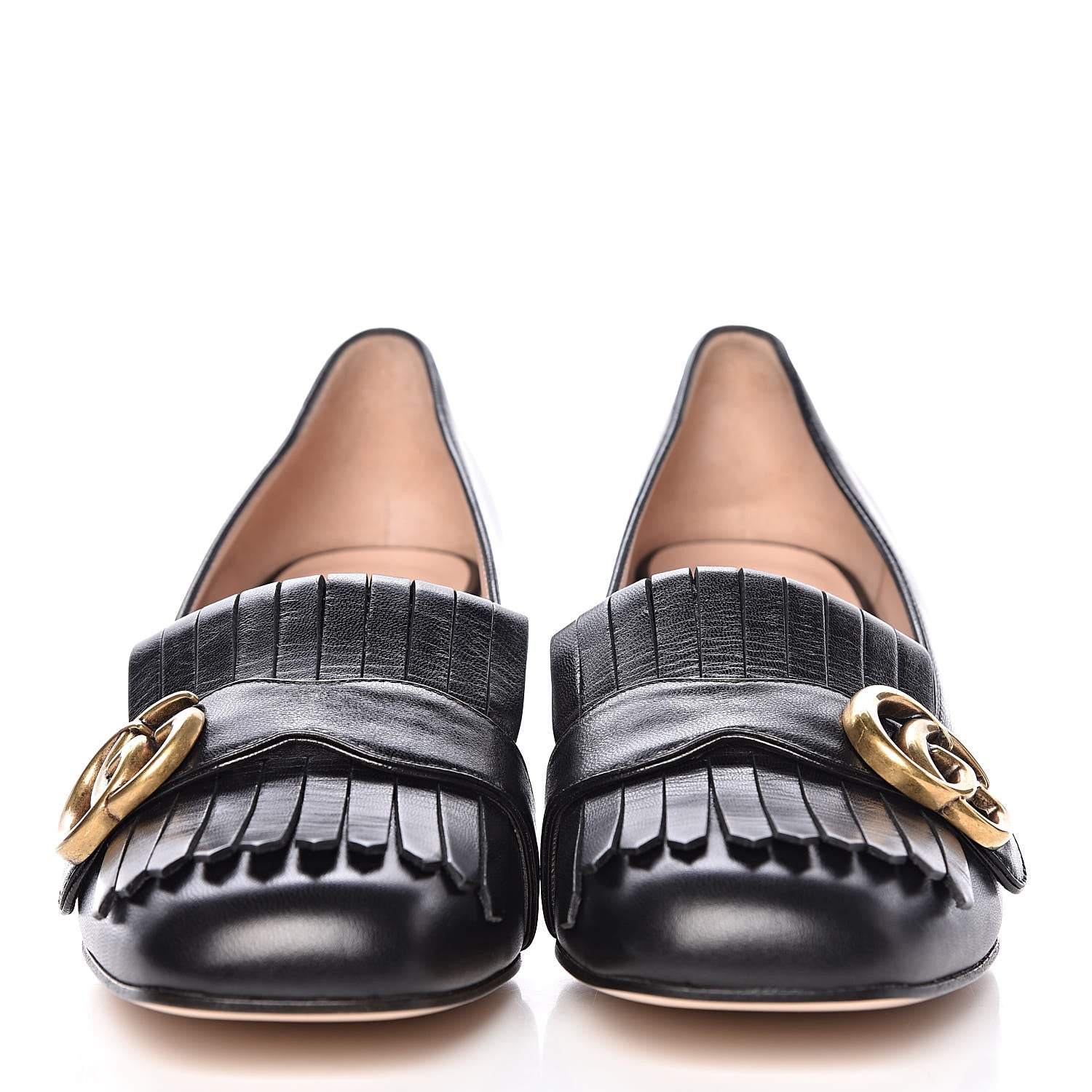 Gucci Malaga Kid GG Marmont Fringe 50mm Loafer Pumps 38 Black 2 of 9