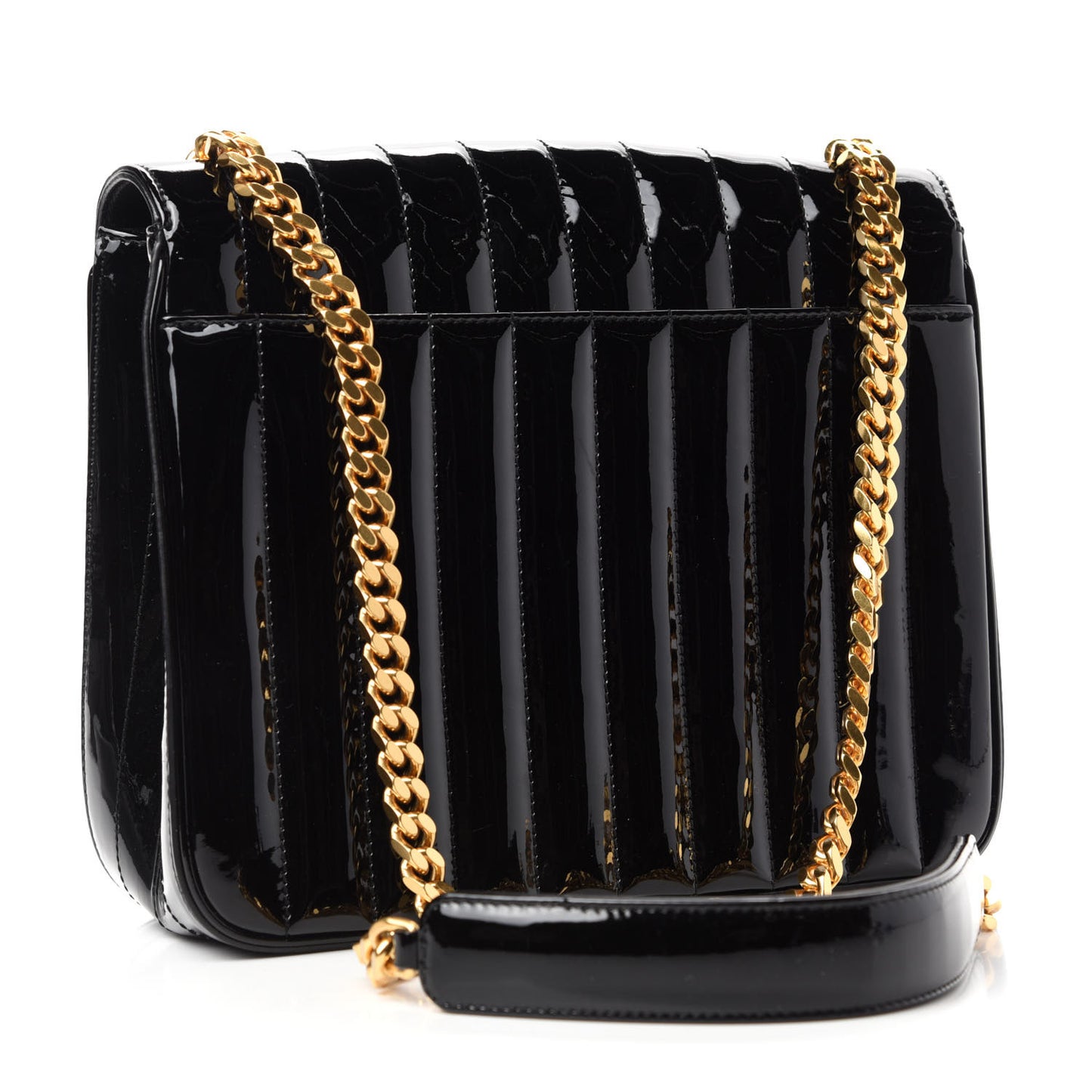Patent Matelasse Monogram Large Vicky Chain Bag Black