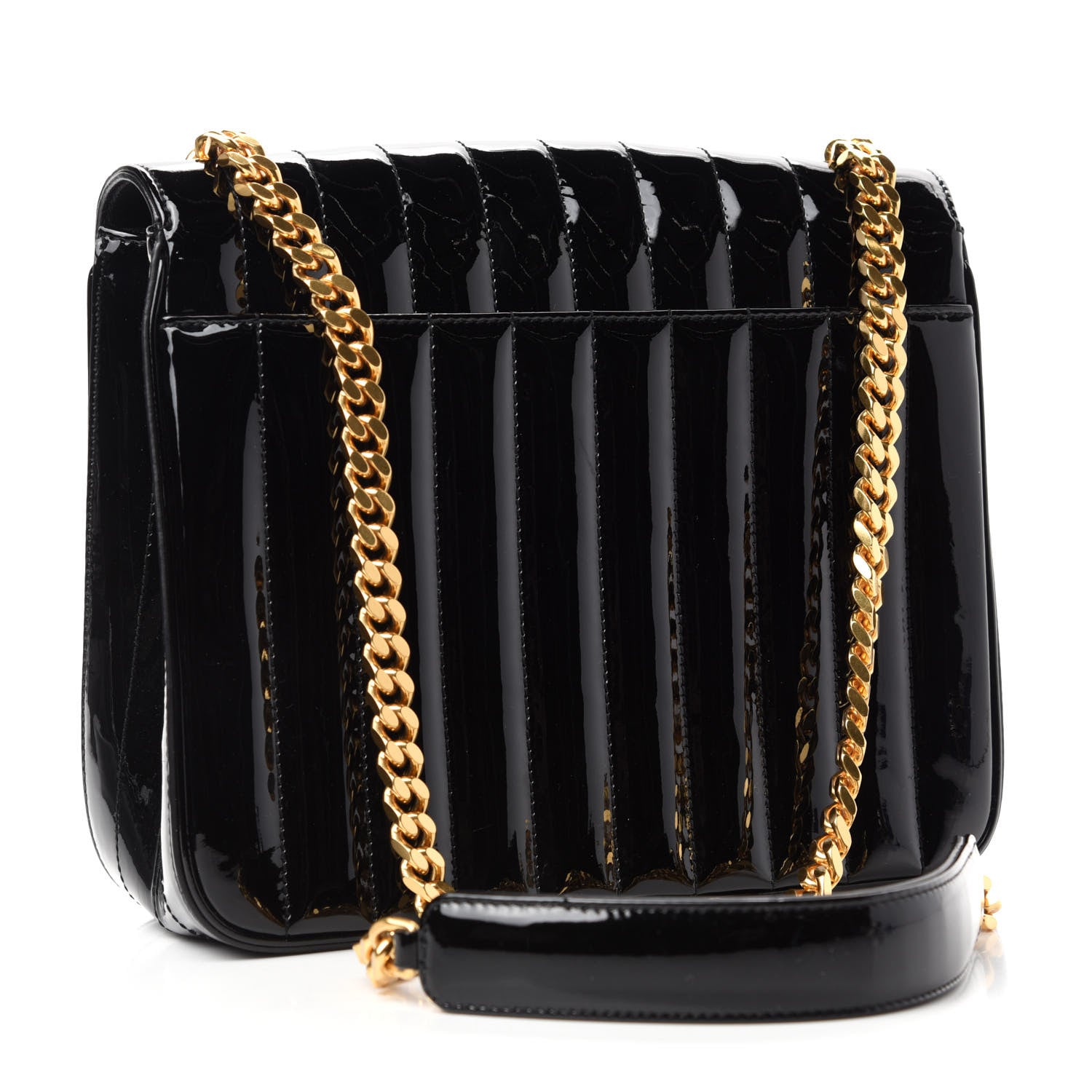 Saint Laurent Patent Matelasse Monogram Large Vicky Chain Bag Black 3 of 13