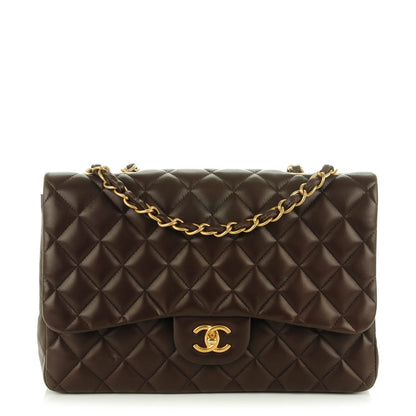 Chanel Lambskin Quilted Jumbo Single Flap Dark Brown 1 of 7
