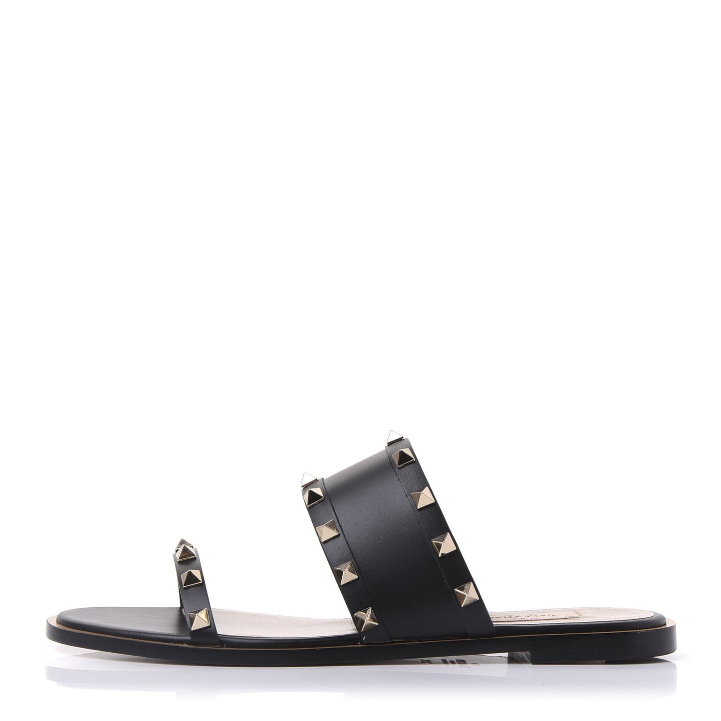 Nappa Rockstud Flat Sandals 38.5 Black