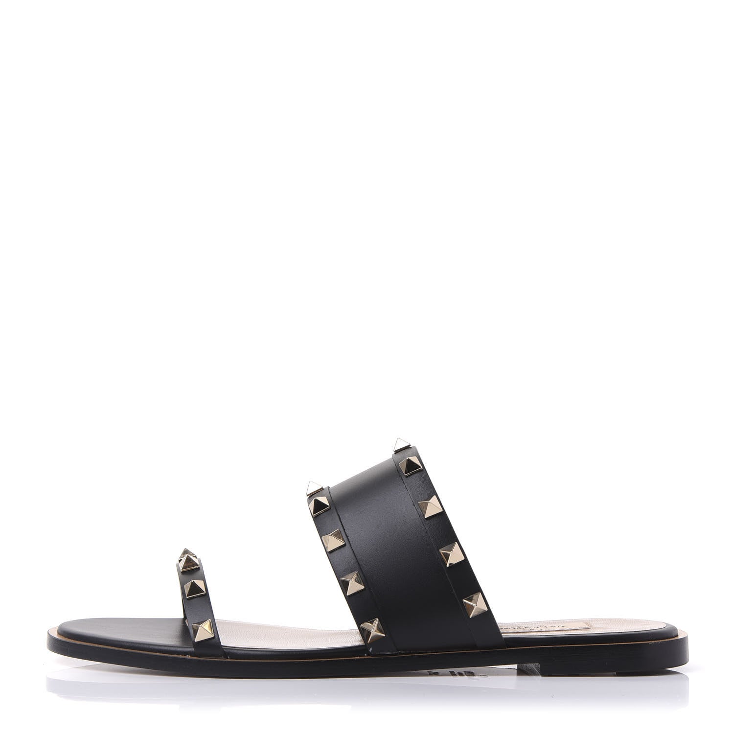 Valentino Garavani Nappa Rockstud Flat Sandals 38.5 Black 1 of 9