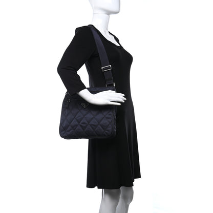 Prada Nylon Tessuto Impuntu Quilted Shoulder Bag Blue Black 2 of 10