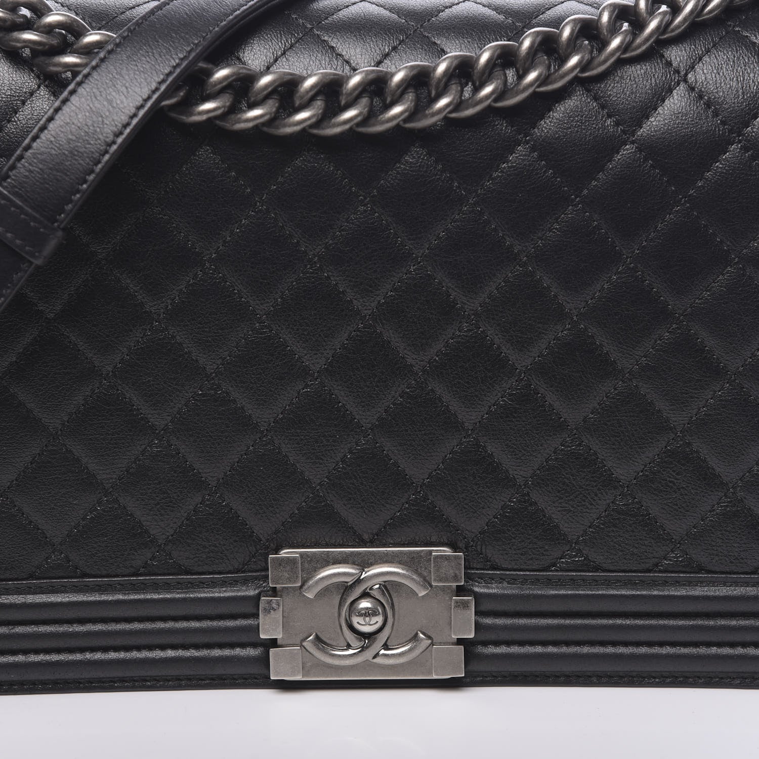 Chanel Metallic Calfskin Quilted New Medium Boy Flap Black 8 of 11