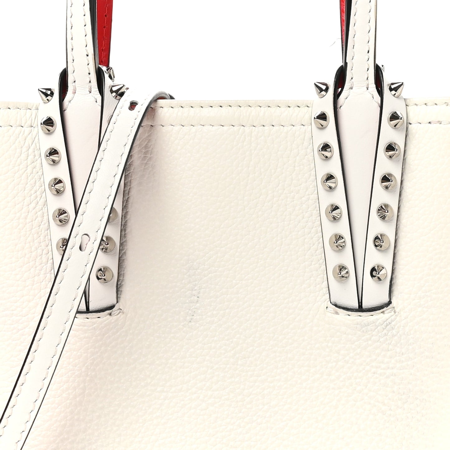 Calfskin Spikes Mini North South Cabata Tote Snow