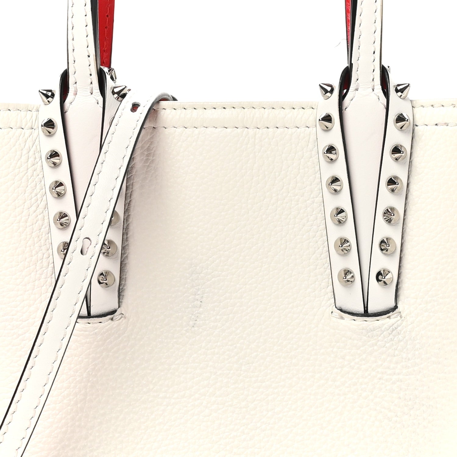 Christian Louboutin Calfskin Spikes Mini North South Cabata Tote Snow 8 of 11