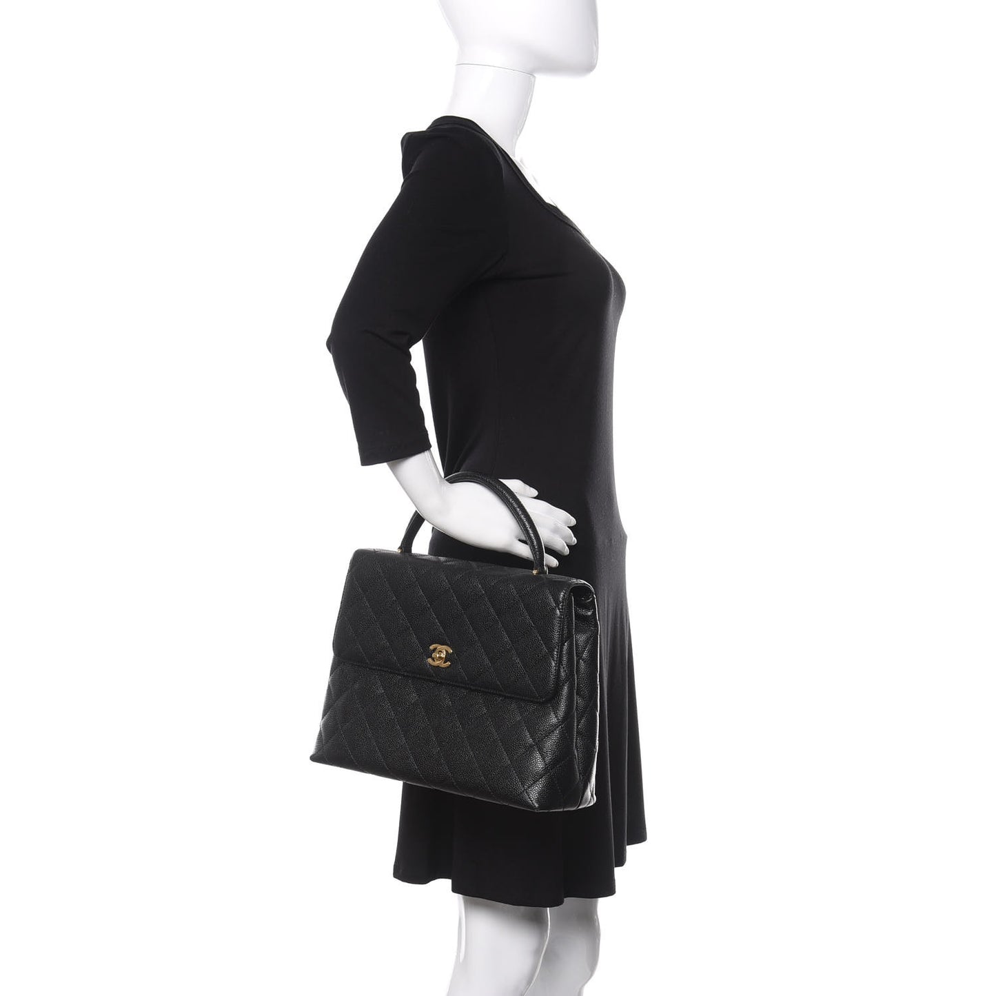 Caviar Quilted Jumbo Kelly Flap Black