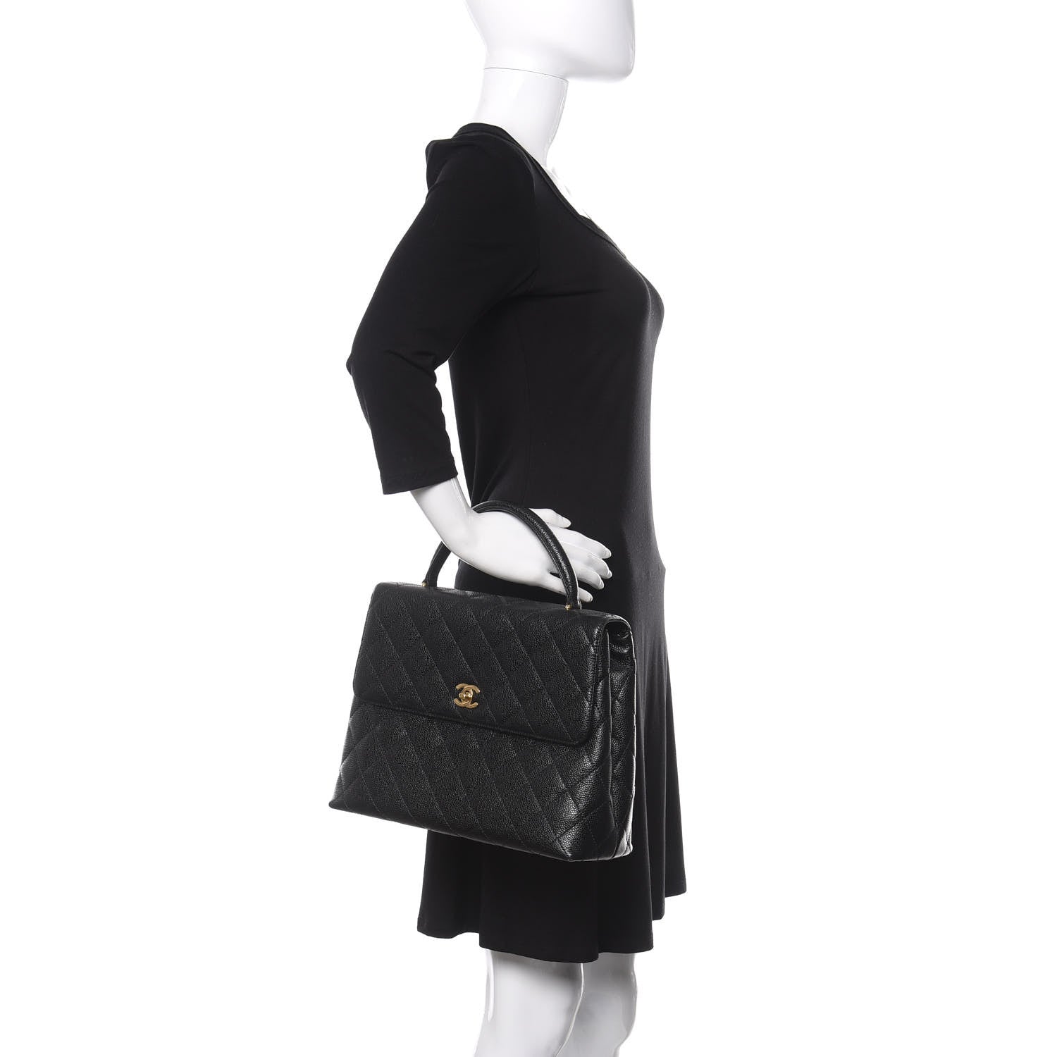 Chanel Caviar Quilted Jumbo Kelly Flap Black 2 of 11