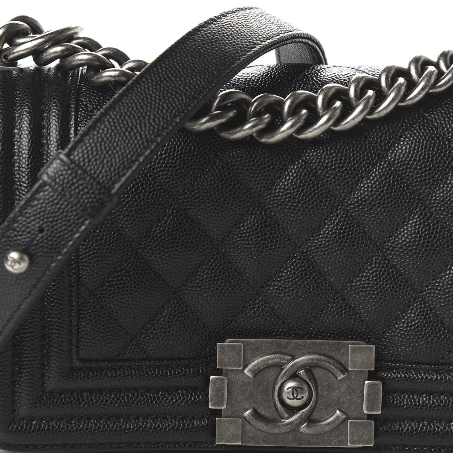 Caviar Quilted Small Boy Flap Black