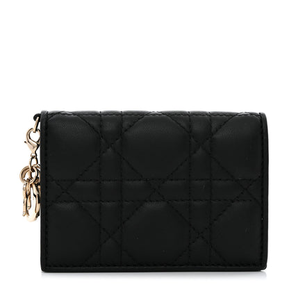 Christian Dior Lambskin Cannage Small Lady Dior Flap Card Holder Black 1 of 9