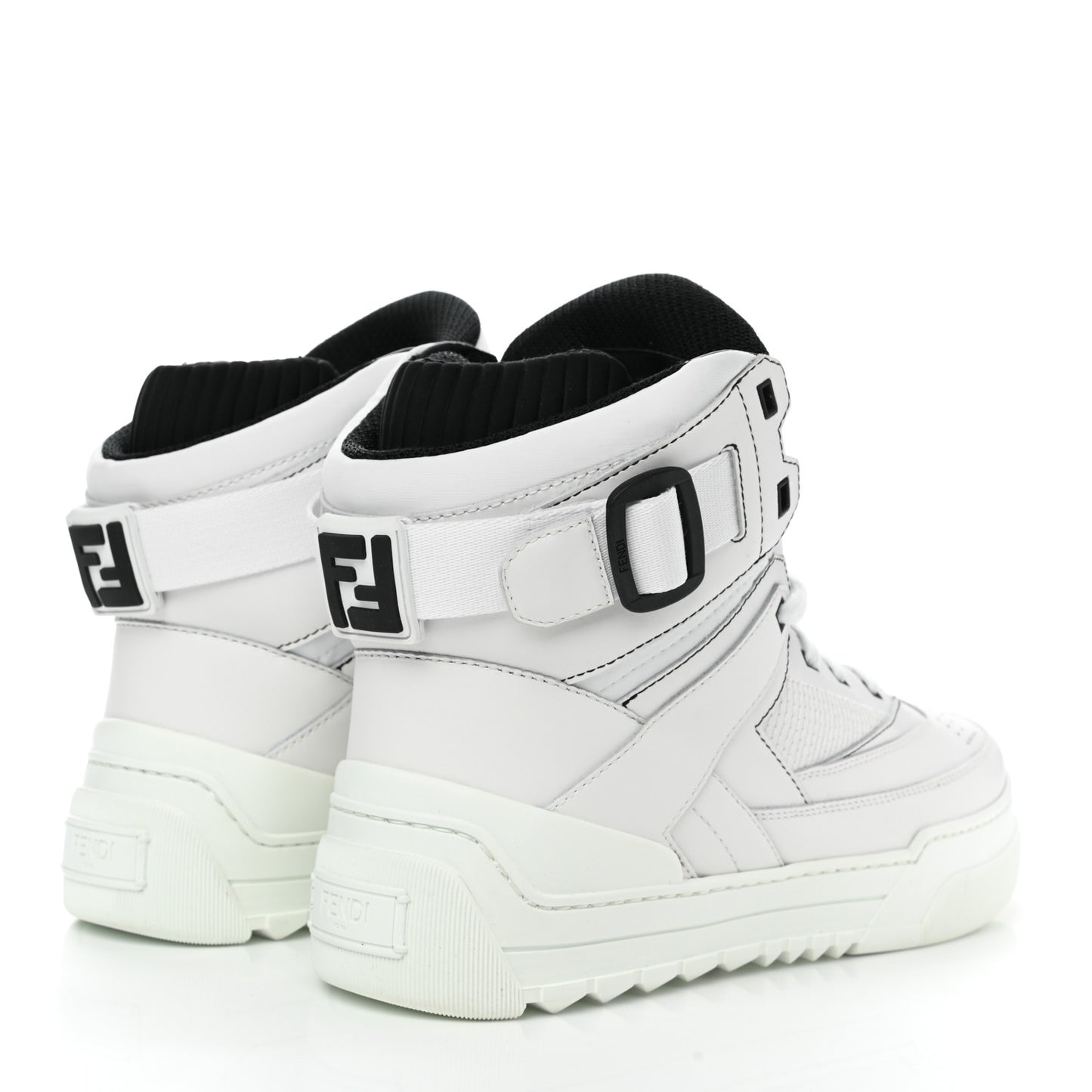 Vitello Nylon Logo Mens High Top Sneakers 8 Ultra White Black