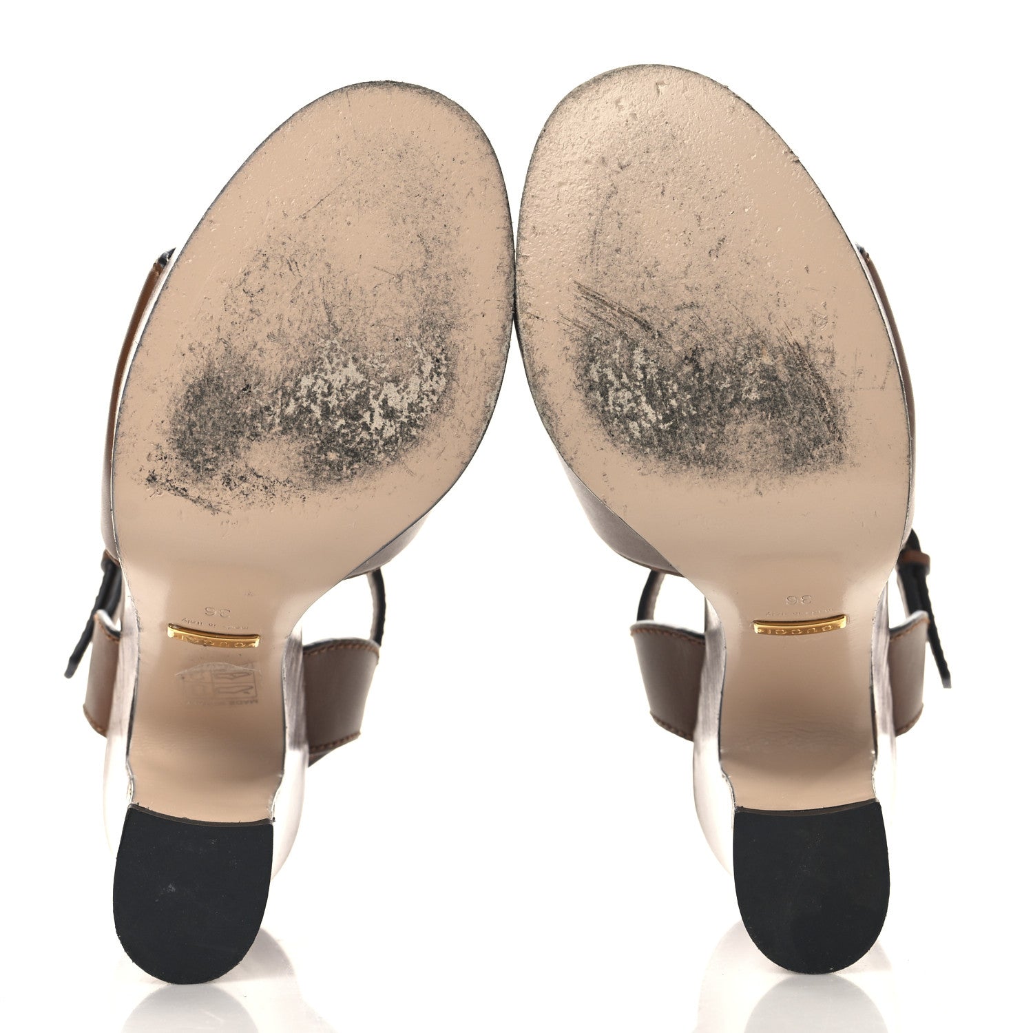 Gucci Cosmos Softy Calfskin Wooden Interlocking G Cut-Out 30/120mm Platform Sandals 36 Cuir 6 of 10