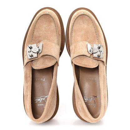 Christian Louboutin Suede Mens Urban Moc Lock Loafers 38 Beige 2 of 9