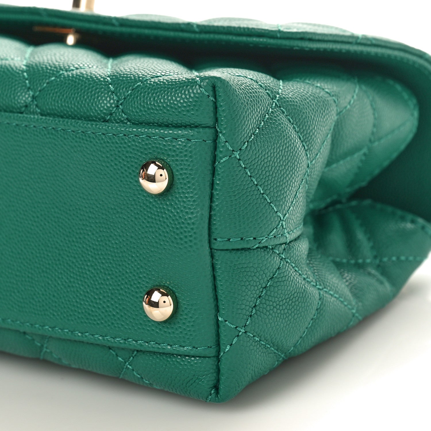 Chanel Caviar Quilted Mini Coco Handle Flap Green 9 of 9