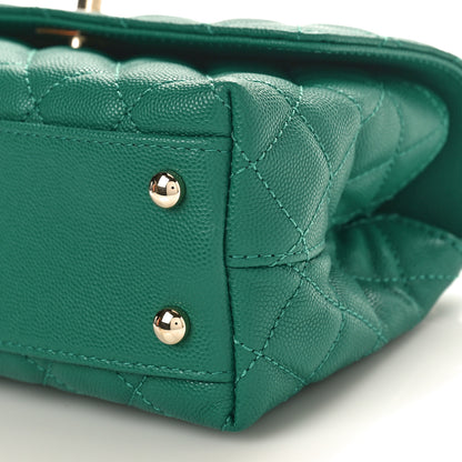 Chanel Caviar Quilted Mini Coco Handle Flap Green 9 of 9