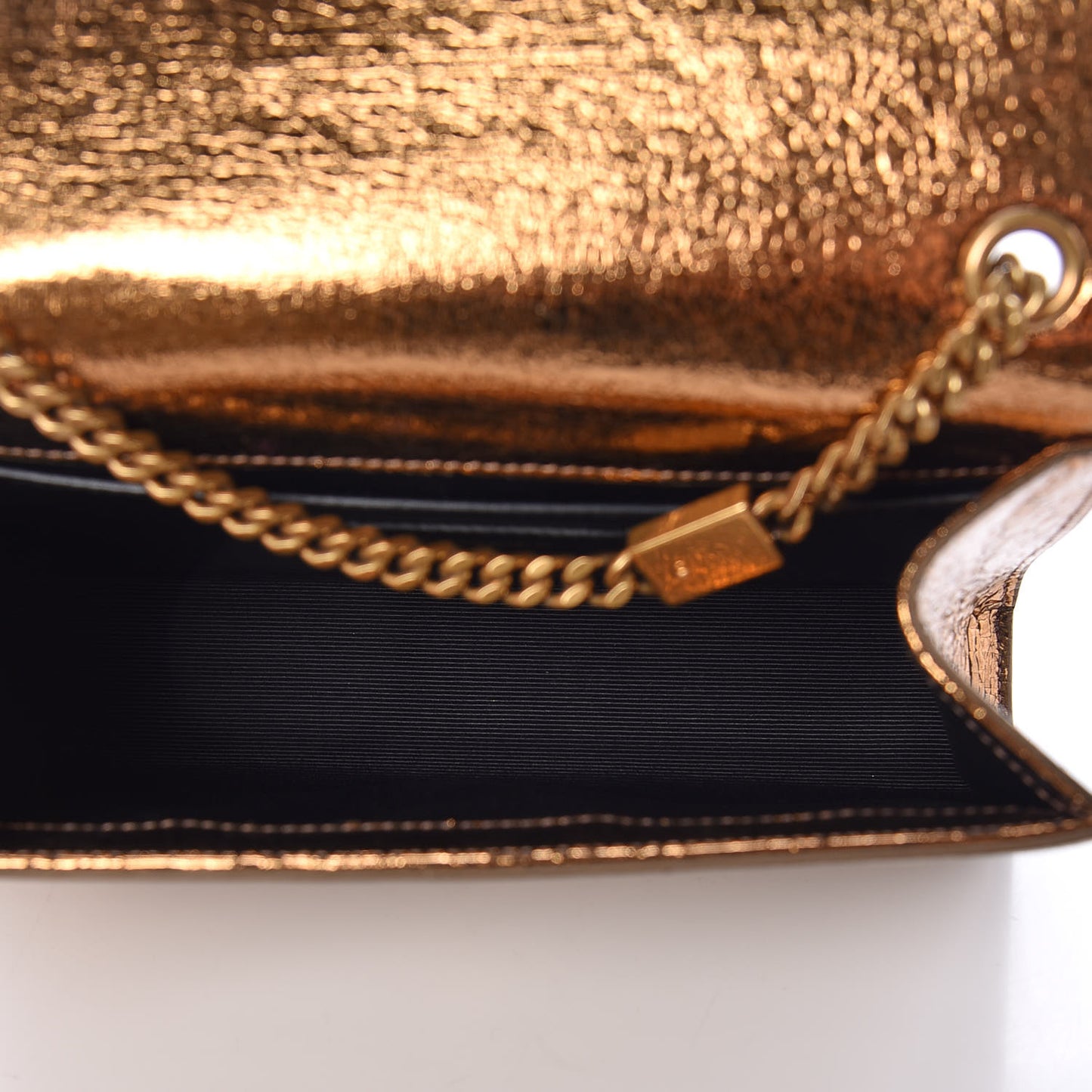 Metallic Calfskin Small Classic Monogram Kate Satchel Bronze