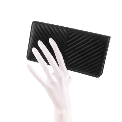 Chanel Lambskin Chevron Quilted Yen Wallet Black 2 of 8