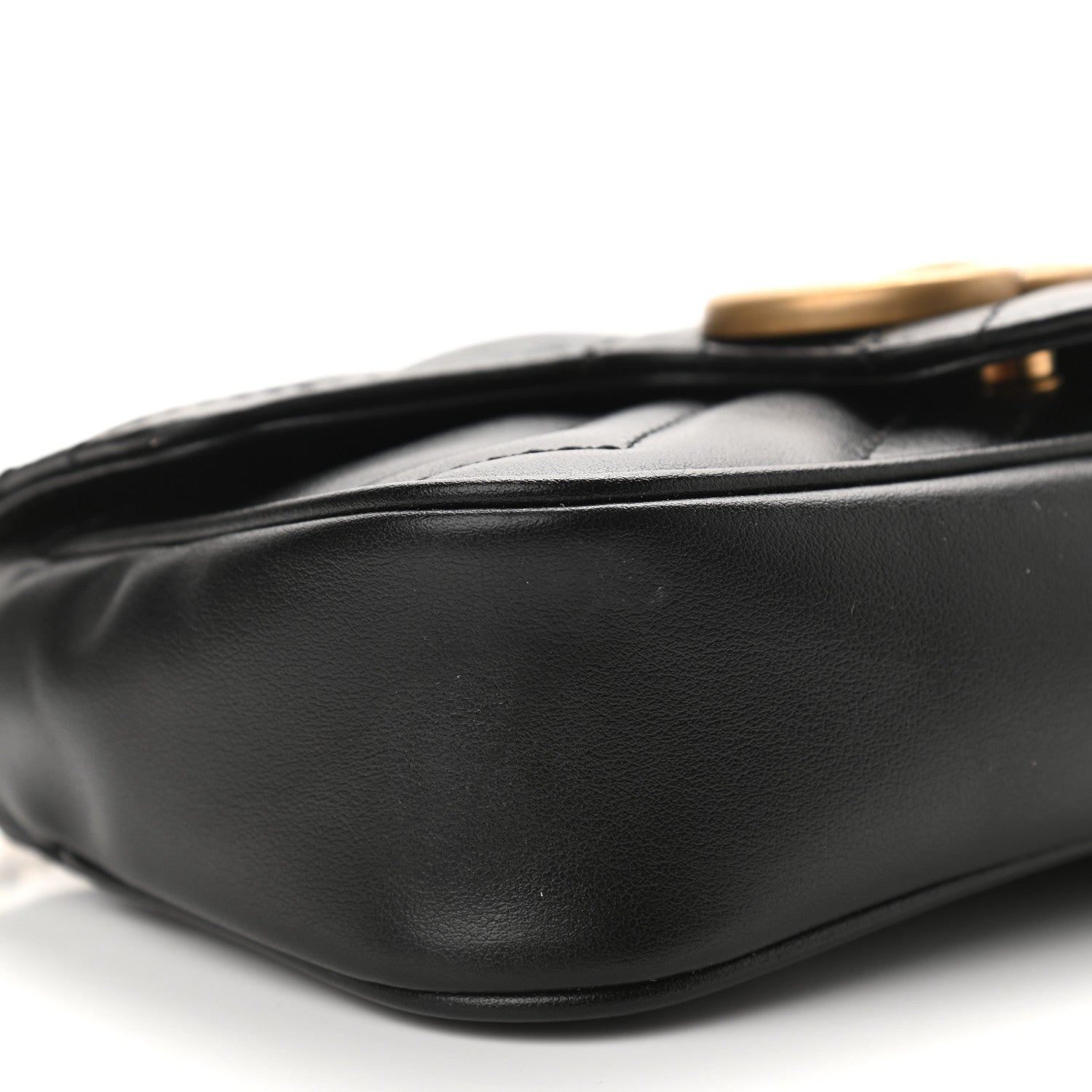 Gucci Calfskin Matelasse Super Mini GG Marmont Shoulder Bag Black 9 of 12