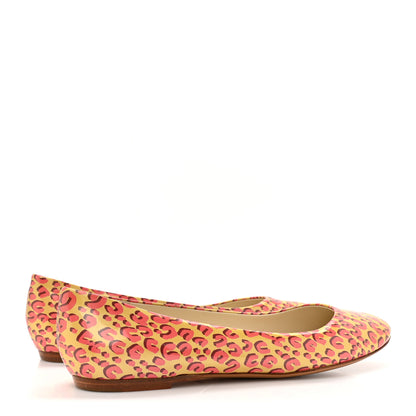 Louis Vuitton Patent Leopard Ballet Flats 39 Blanc Corail 5 of 12