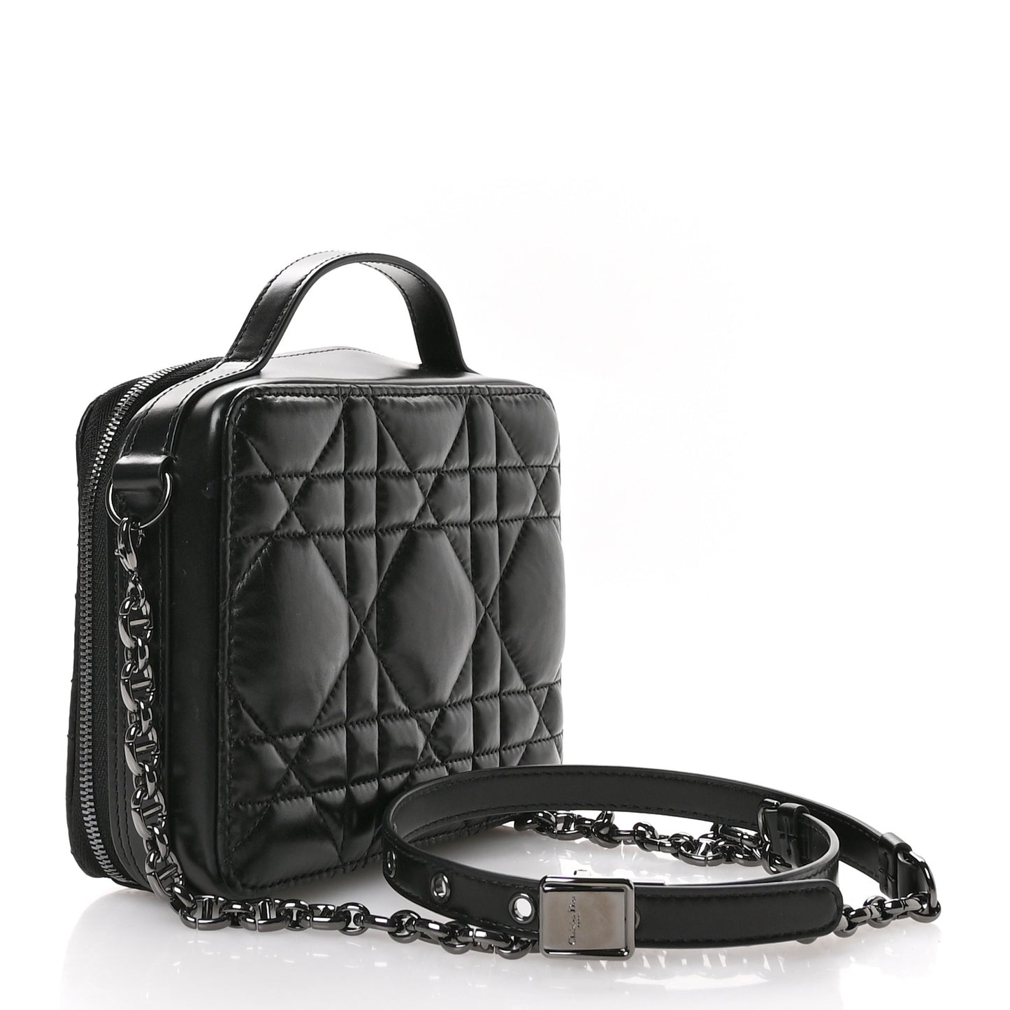 Calfskin Macrocannage Caro Box Bag Black