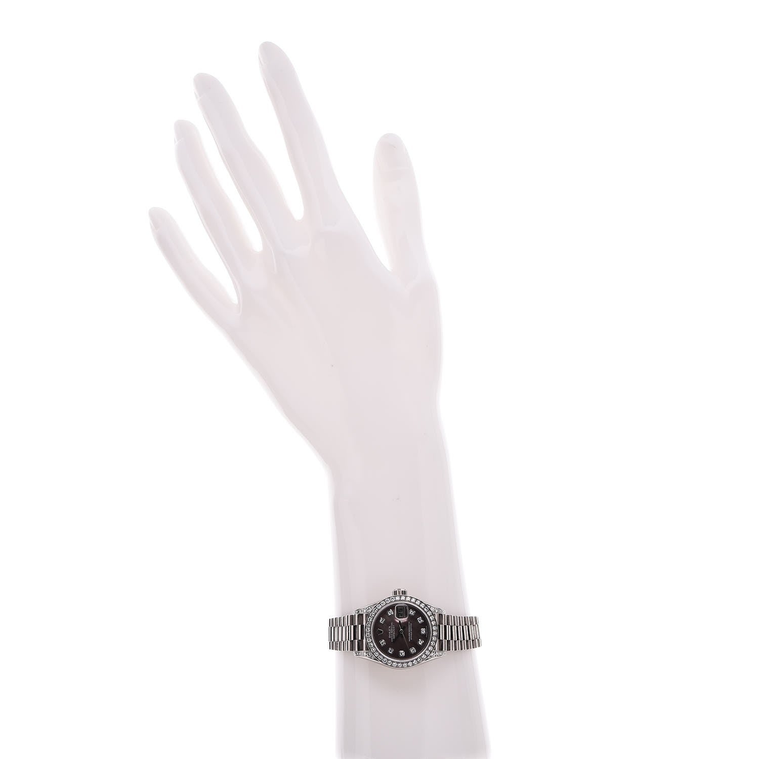 Rolex 18K White Gold Diamond Mother Of Pearl 26mm Lady President Datejust Watch 2 of 6