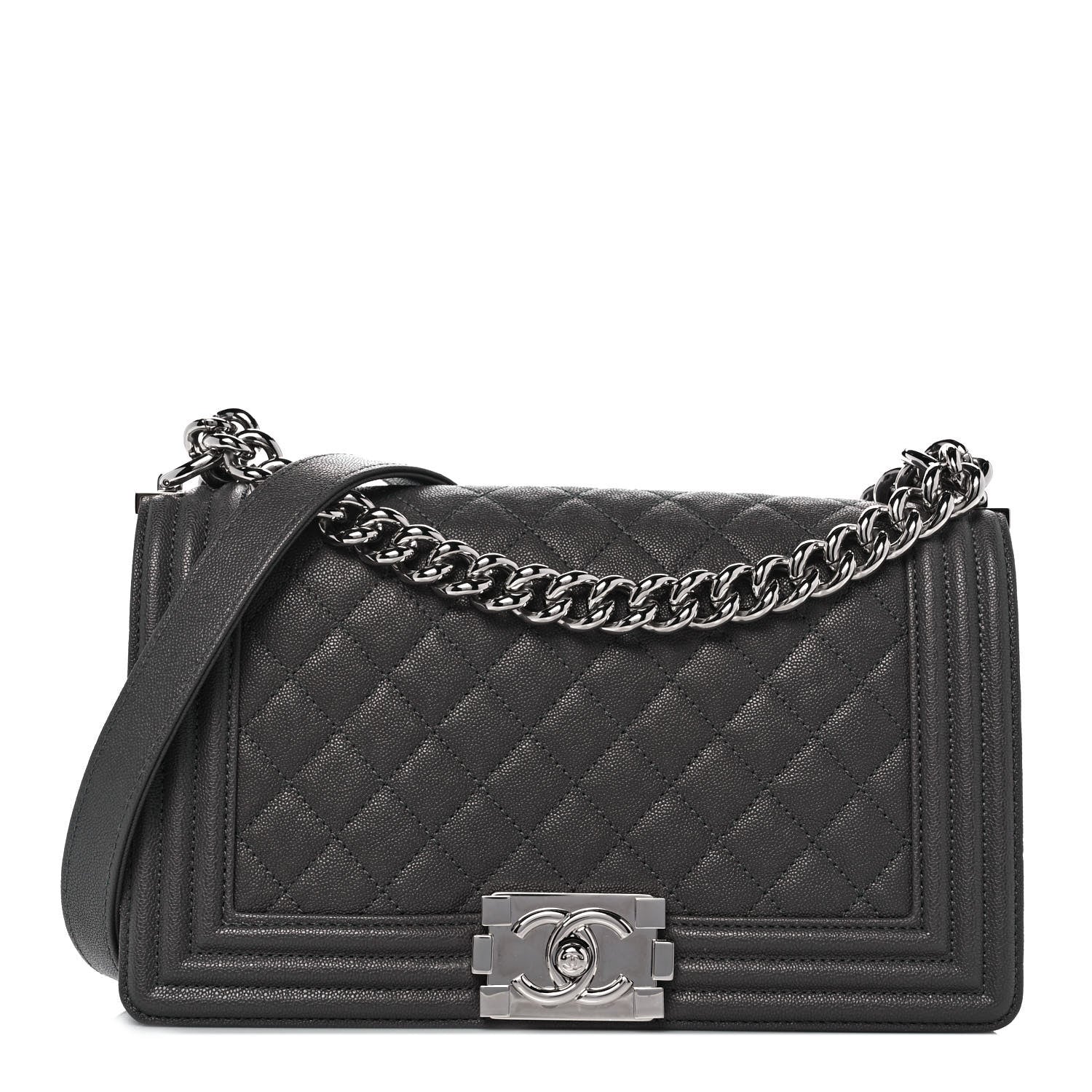Chanel Caviar Quilted Medium Boy Flap Grey 1 of 9