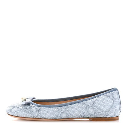 Christian Dior Raffia Cannage Ballet Flat 38.5 Bleu Pastel 1 of 10
