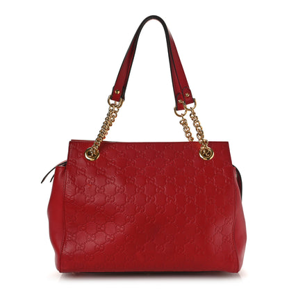 Gucci Guccissima Signature Medium Shoulder Tote Bag Red 1 of 9