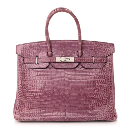 Hermes Shiny Porosus Crocodile Birkin 35 Violet 1 of 10
