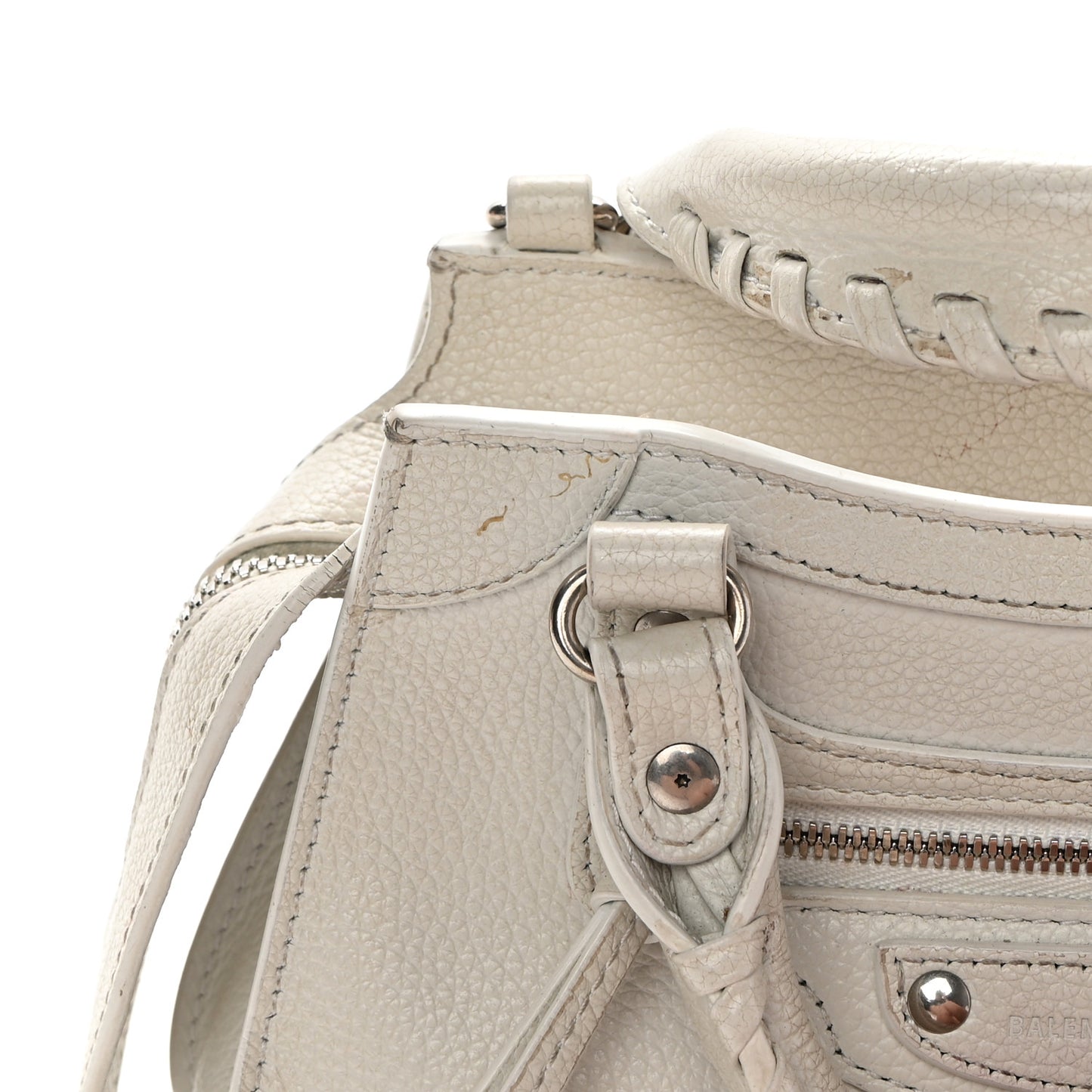 Grained Calfskin Neo Classic Silver Hardware Mini City White