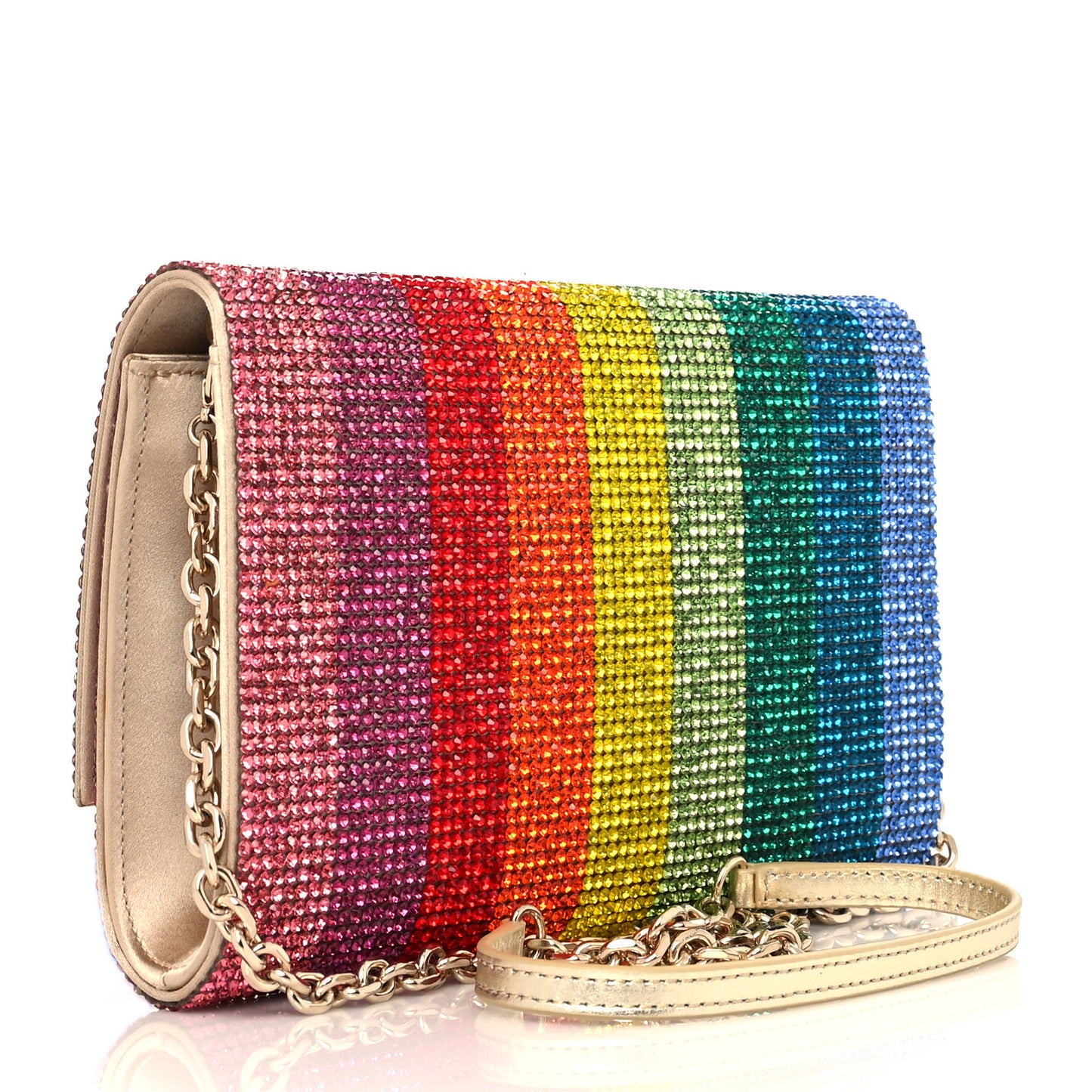Swarovski Crystal Minaudiere Clutch Gold Multicolor